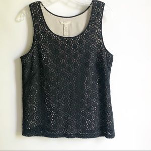 J. Crew Leslie Lace Shell Black Sz 4